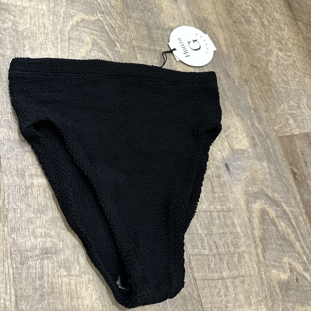 NWT HUNZA G HIGH WAIST BLACK BIKINI BOTTOM ONE SIZS